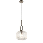 Main Pendant White Cord Brushed Nickel