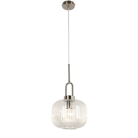 Main Pendant White Cord Brushed Nickel