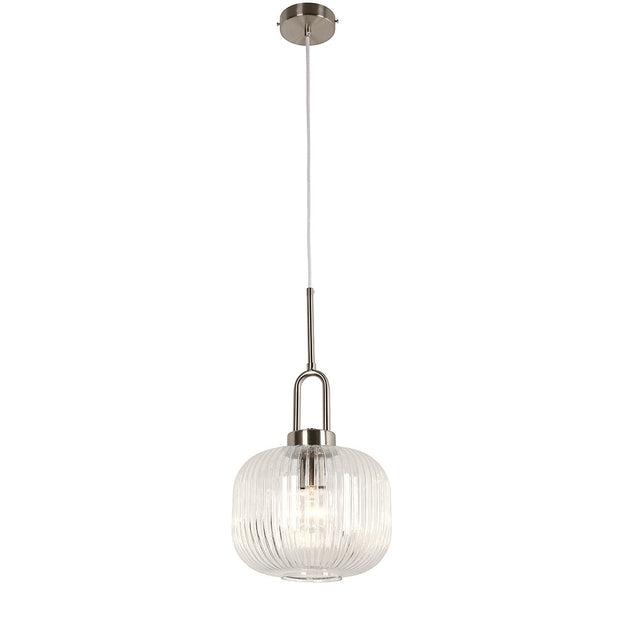 Main Pendant White Cord Brushed Nickel