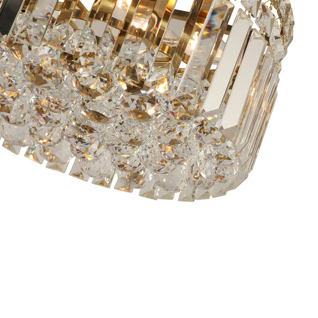 Rotondo Small 30cm Flush 3 Light Crystal Glass Satin Brass