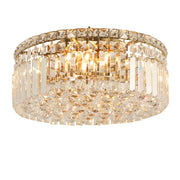 Rotondo Medium 40cm Flush 5 Light Crystal Glass Satin Brass