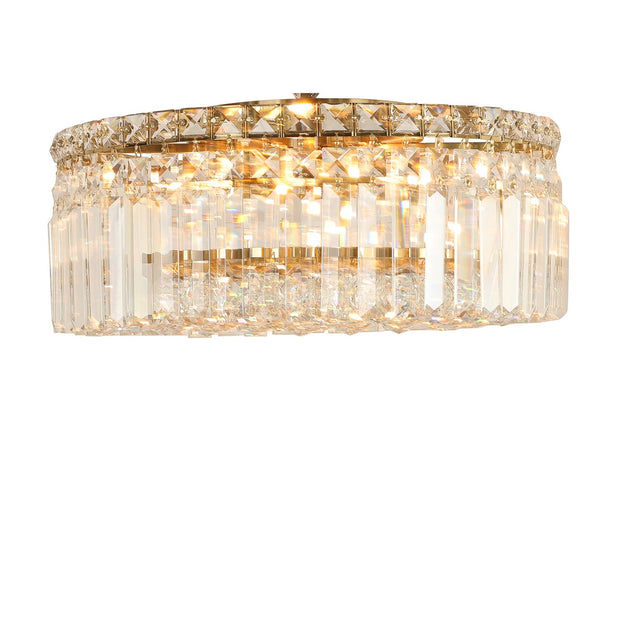 Rotondo Medium 40cm Flush 5 Light Crystal Glass Satin Brass