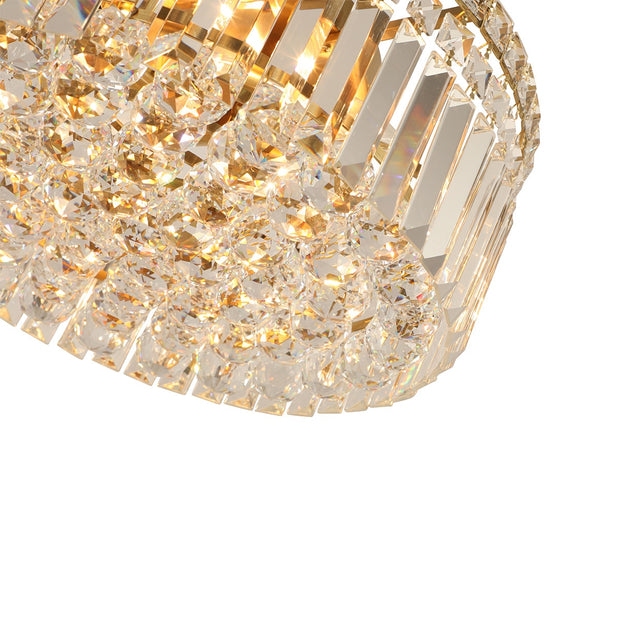 Rotondo Medium 40cm Flush 5 Light Crystal Glass Satin Brass