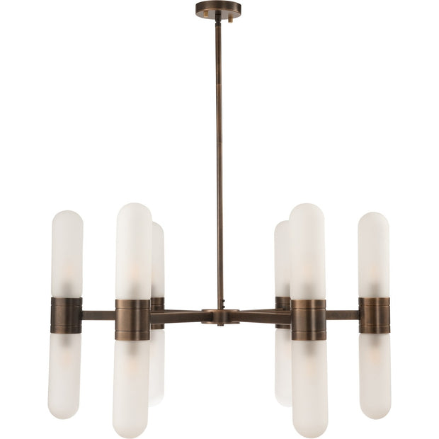 Hepburn 12 Light 6 Arm Pendant Antique Brass