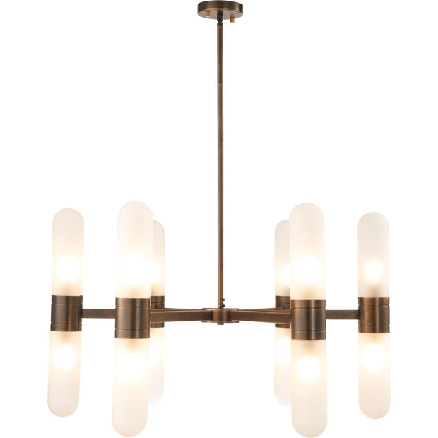 Hepburn 12 Light 6 Arm Pendant Antique Brass