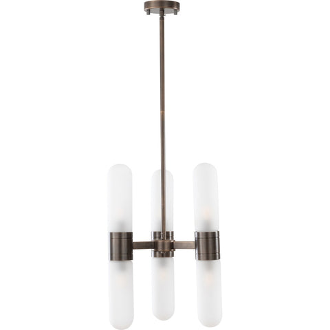 Hepburn 6 Light 3 Arm Pendant Antique Brass