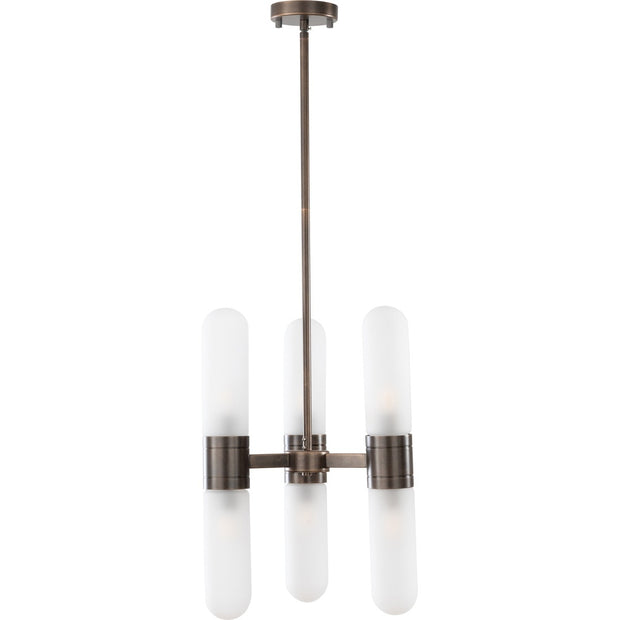 Hepburn 6 Light 3 Arm Pendant Antique Brass