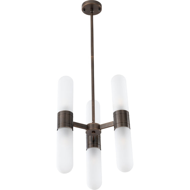 Hepburn 6 Light 3 Arm Pendant Antique Brass