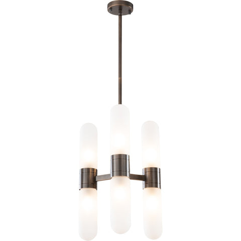 Hepburn 6 Light 3 Arm Pendant Antique Brass