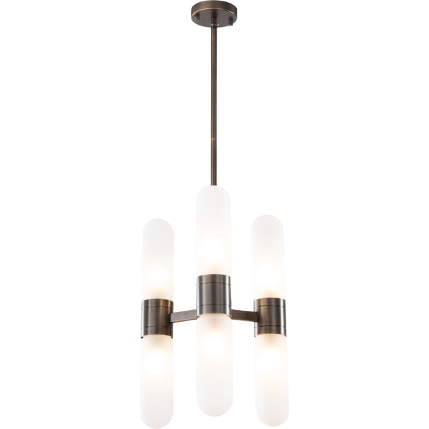 Hepburn 6 Light 3 Arm Pendant Antique Brass