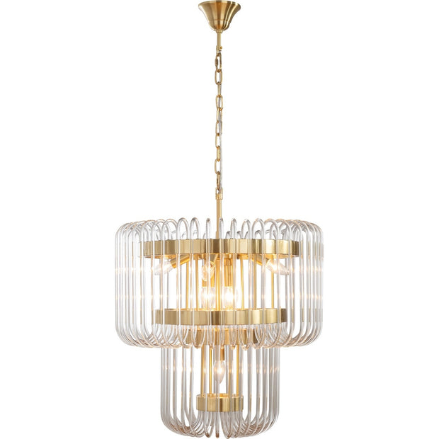 Collette 60cm 9 Light 2 Tier Chandelier Satin Brass