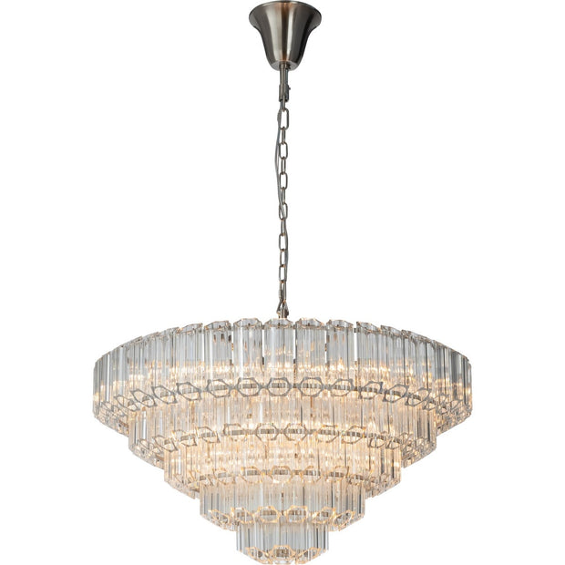 Calista Extra Large 85cm 12 Light 5 Tier Chandelier, Brushed Nickel