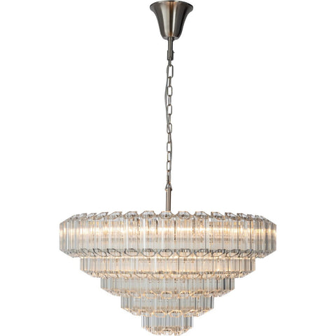 Calista Extra Large 85cm 12 Light 5 Tier Chandelier, Brushed Nickel