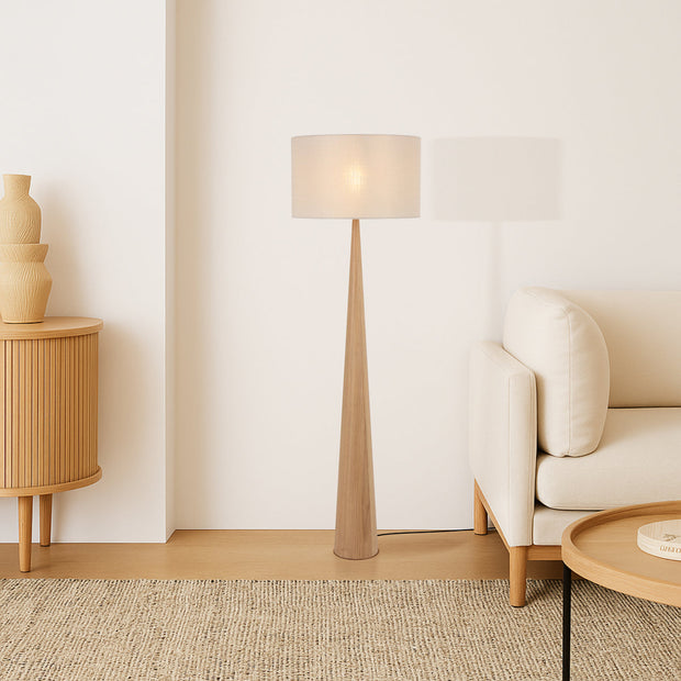 Lovisa Floor Lamp Oak with Cream Linen