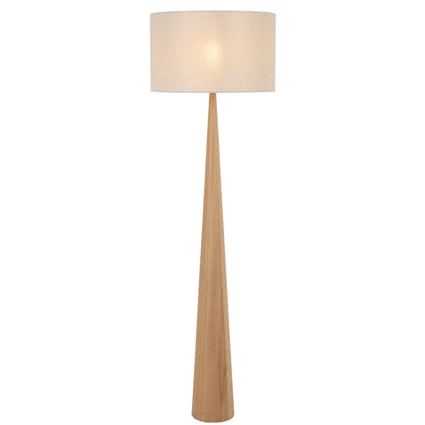 Lovisa Floor Lamp Oak with Cream Linen