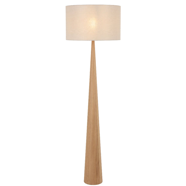 Lovisa Floor Lamp Oak with Cream Linen