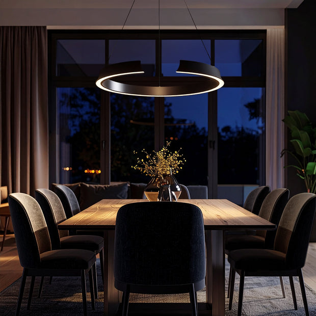 Lucid Round Black Pendant 34w LED CCT