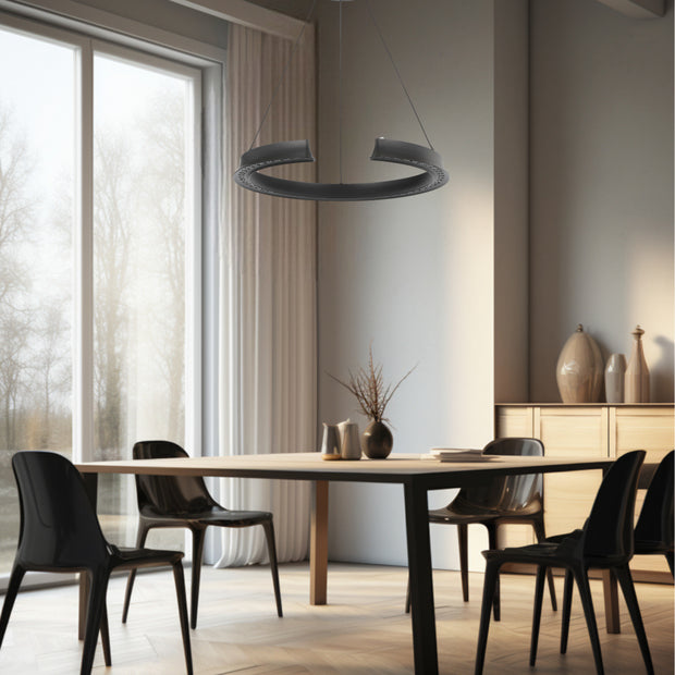 Lucid Round Black Pendant 34w LED CCT