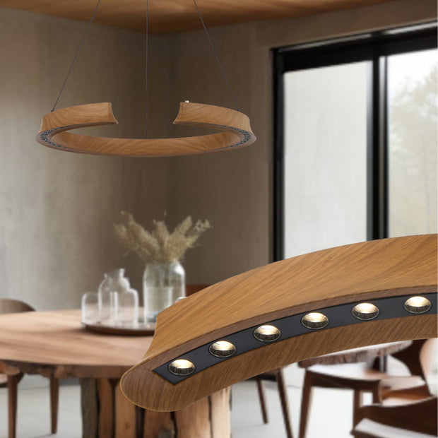 Lucid Round Wood Pendant 34w LED CCT