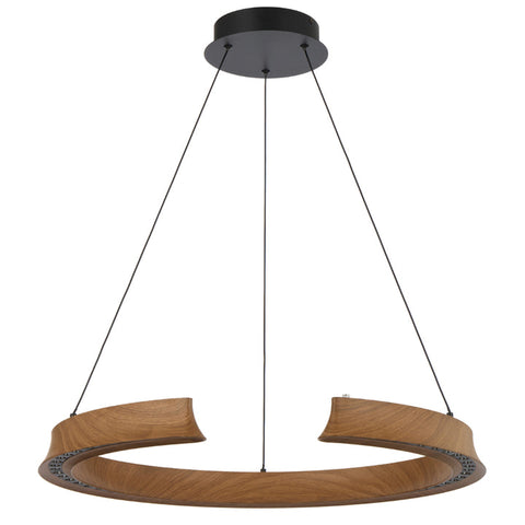 Lucid Round Wood Pendant 34w LED CCT