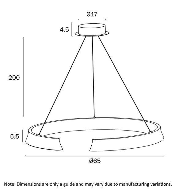 Lucid Round Black Pendant 34w LED CCT