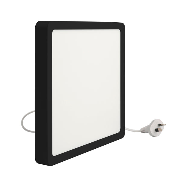 Lunos 30cm Square Oyster 24w CCT IP44 Black