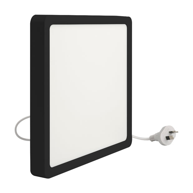 Lunos 40cm Square Oyster 30w CCT IP44 Black