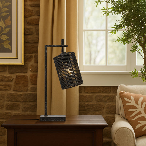 Lyndra Table Lamp Gun Metal with Black String