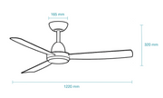 Legend DC 1220mm ABS 3 Fast Fix Blade Wall Control Ceiling Fan Only Matt White