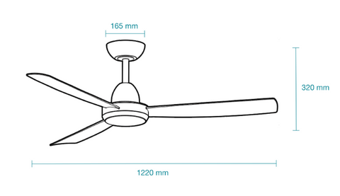 Legend DC 1220mm ABS 3 Fast Fix Blade Wall Control Ceiling Fan With 18W Dimmable Tricolour LED Light Matt White