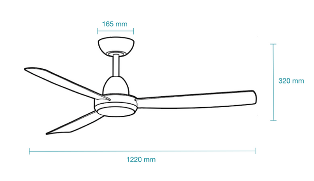 Legend DC 1220mm ABS 3 Fast Fix Blade Wall Control Ceiling Fan With 18W Dimmable Tricolour LED Light Matt White