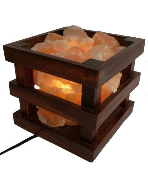 BOXED WOODEN FIRE BOWL Himalayan Salt Lamp
