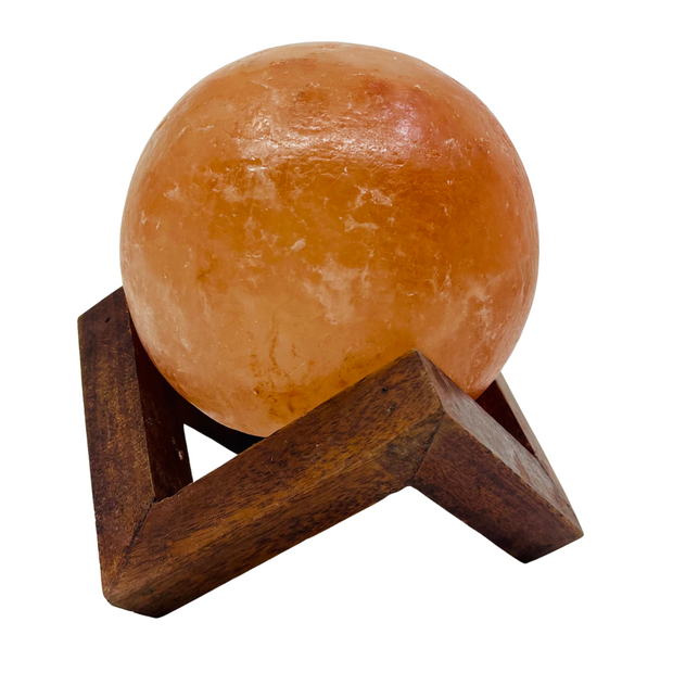 SPHERE With Wooden Stand Himalayan Salt Lamp