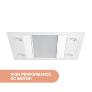 Linux DC Motor 3 -in-1 Bathroom Heater with 1000W Halogen Heat Lamp, Exhaust Fan and GU10 LEDs White