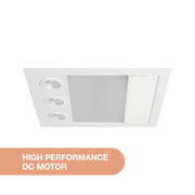 Linux Mini DC 1000w Halogen 3 in 1 Bathroom Heater & High Extraction Exhaust Fan with LED Light White