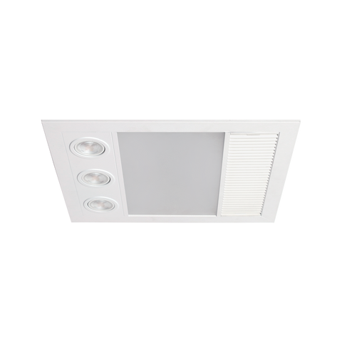 Linux Mini DC 1000w Halogen 3 in 1 Bathroom Heater & High Extraction Exhaust Fan with LED Light White