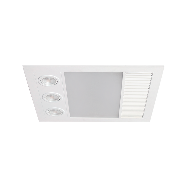 Linux Mini DC 1000w Halogen 3 in 1 Bathroom Heater & High Extraction Exhaust Fan with LED Light White