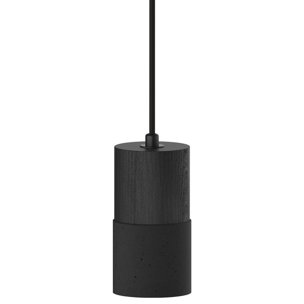 LUCIAN Black wood and volcanic-style black concrete GU10 Pendant