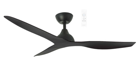 Avoca DC 52 Inch Smart 3 blade ceiling fan Black with Black blades