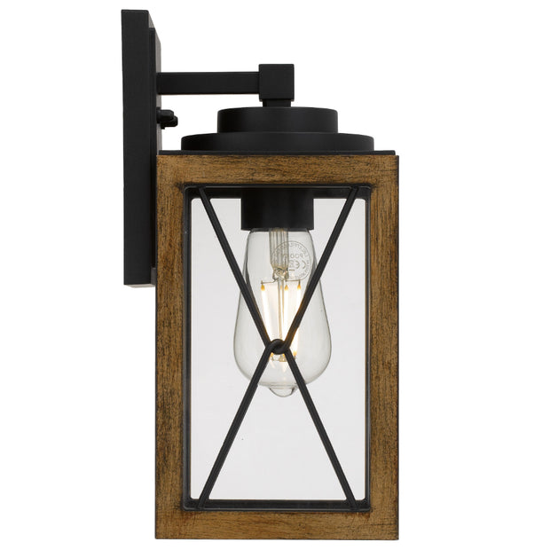 Mallory 30 IP43 Exterior Wall Light Black Sand with Wood