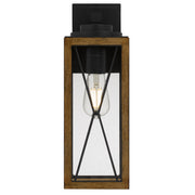 Mallory 40 IP43 Exterior Wall Light Black Sand with Wood