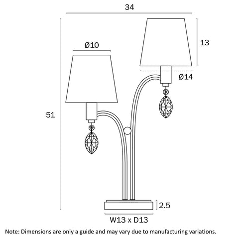 Malvern 2 Light Antique Silver Table Lamp