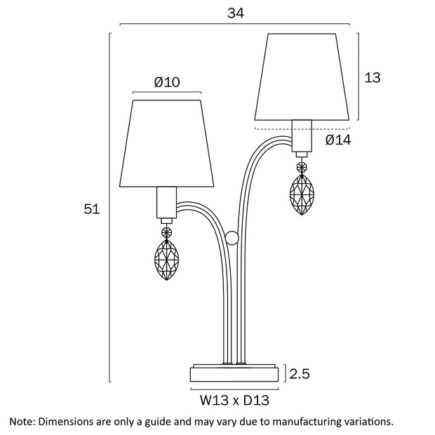 Malvern 2 Light Antique Silver Table Lamp