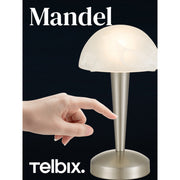 Mandel 5w 3000K E14 Touch Lamp Nickel Matt and Alabaster