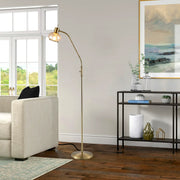 Marbell Floor Lamp Antique Brass and Amber