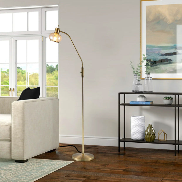 Marbell Floor Lamp Antique Brass and Amber