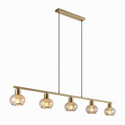 Marbell 5lt Bar Pendant Antique Brass and Amber