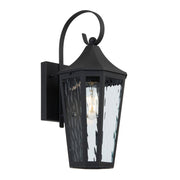 MARQUES Black with Textured Glass IP43 E27 Wall Light
