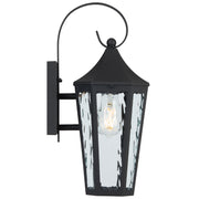 MARQUES Black with Textured Glass IP43 E27 Wall Light