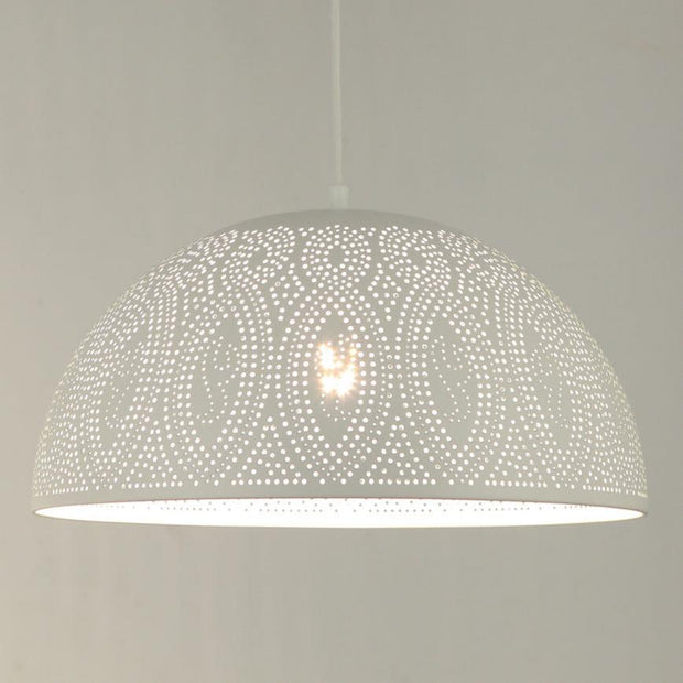 Marrakesh Bohemian Interior White Dome Shaped Pendant 40cm